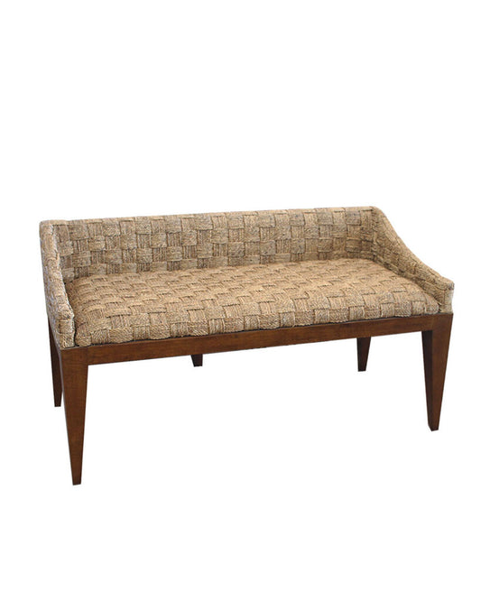 Small Woven Wicker w/Black Frame Sofa Bench