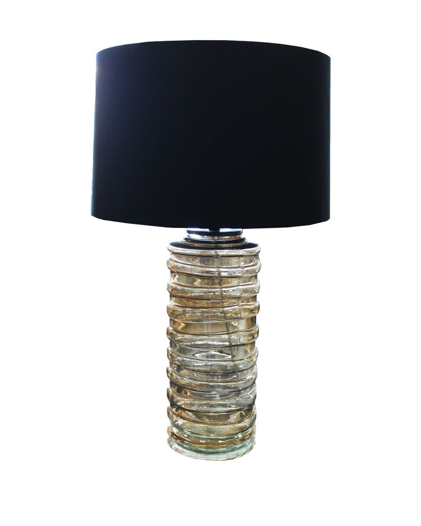 Beehive Murano Glass Table Lamps w/Black Shades