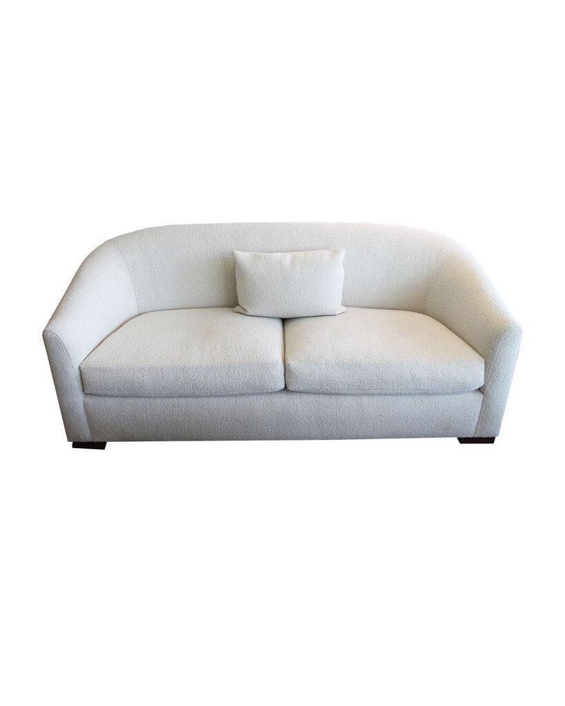 J.J. Custom Boucle Upholstered Slope Arm Sofa, White