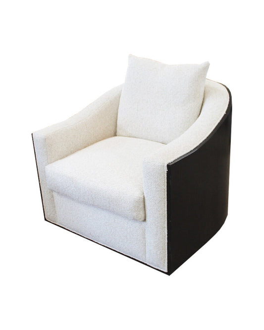 Kreiss Upholstered Swivel Tub Chair w/Dark Walnut