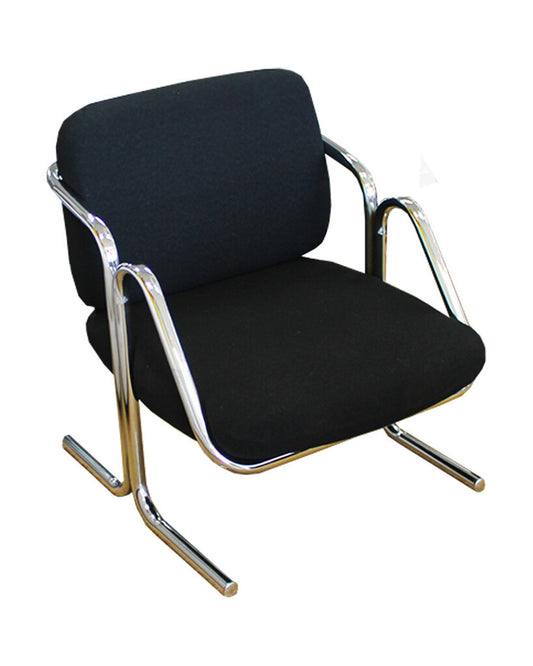 Jerry Johnson Arcadia Lounge Chairs w/Tubular Chrome & Black Upholstery