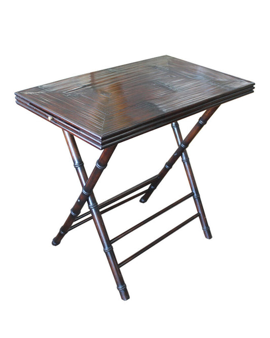 Black Bamboo Folding Table w/Side Pull Outs 36W 22D 34.5H