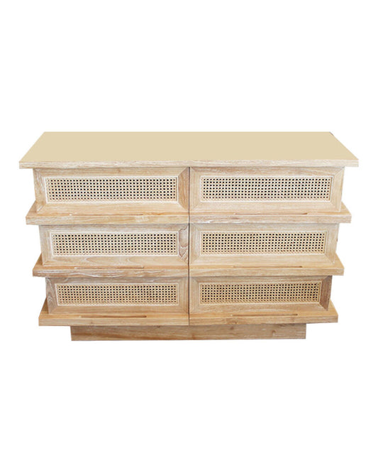 Edric Ash Wood & Rattan Chest of Drawers