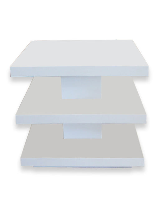 John Richard White Lacquer 3-Tier Side Table - PAIR 24 Sq. 21.5H