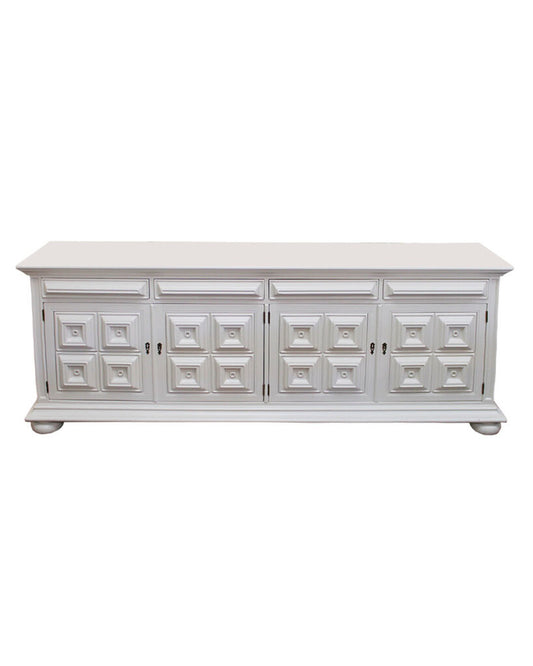 White Lacquer Jumbo 4-Door Sideboard 87.5W 16.5D 32.5H