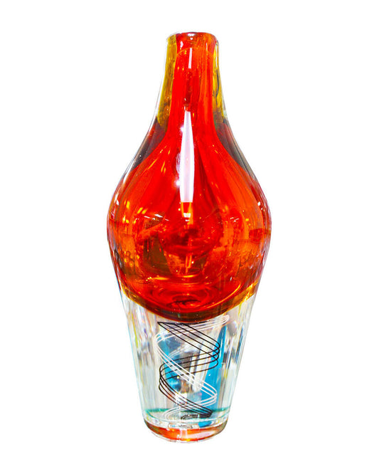 Red Swedish Hand Blown Art Glass Vase