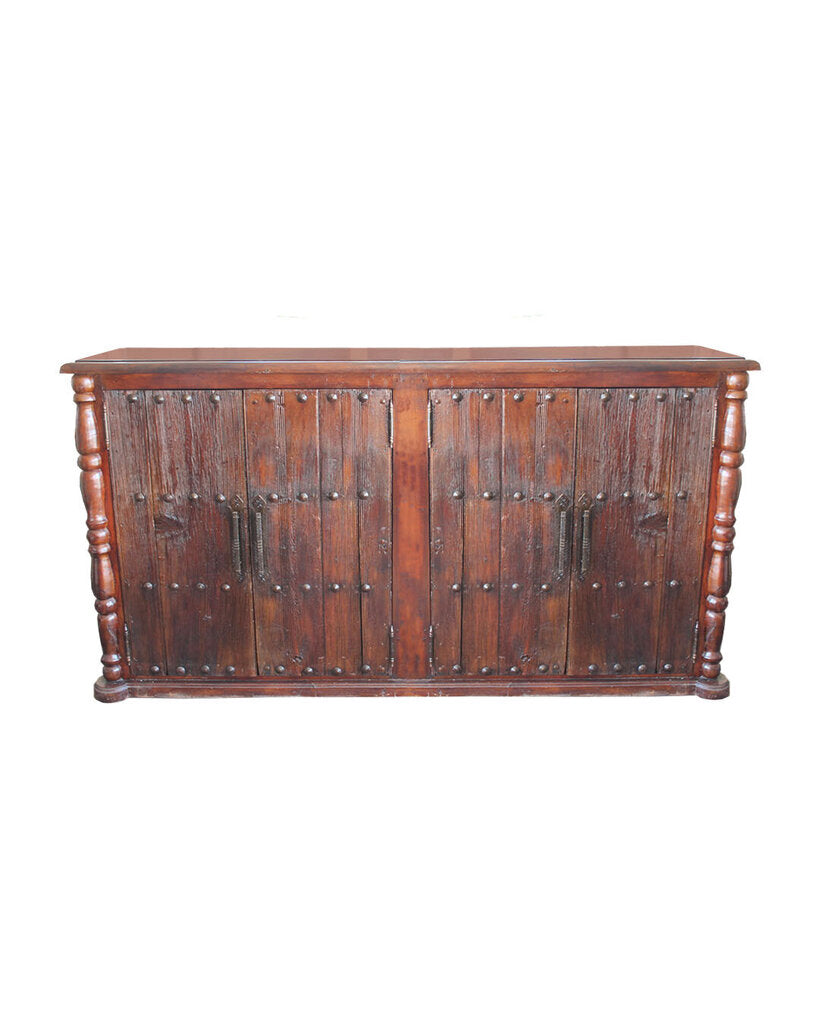Large Rustic Solid Wood 4-Door Buffet Cabinet 96W 27D 52H