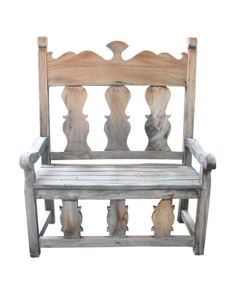 Old Wood Alamo Spanish Style Bench