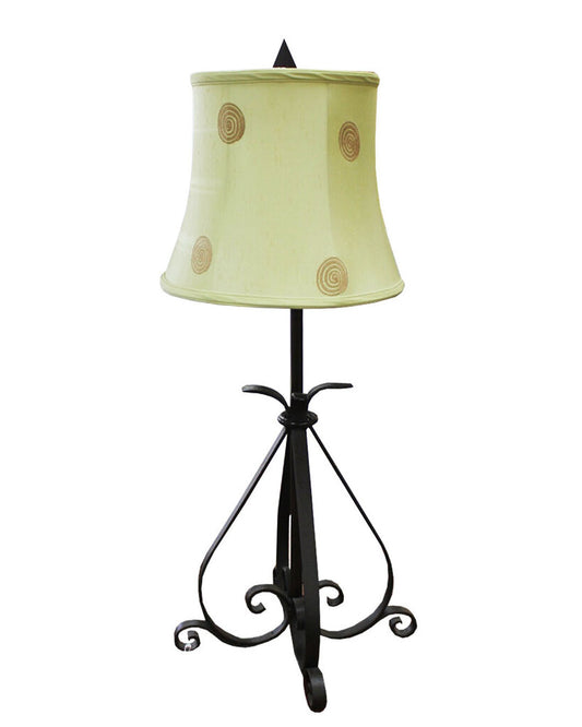 Petite Black Metal Table Lamps, Green Shade