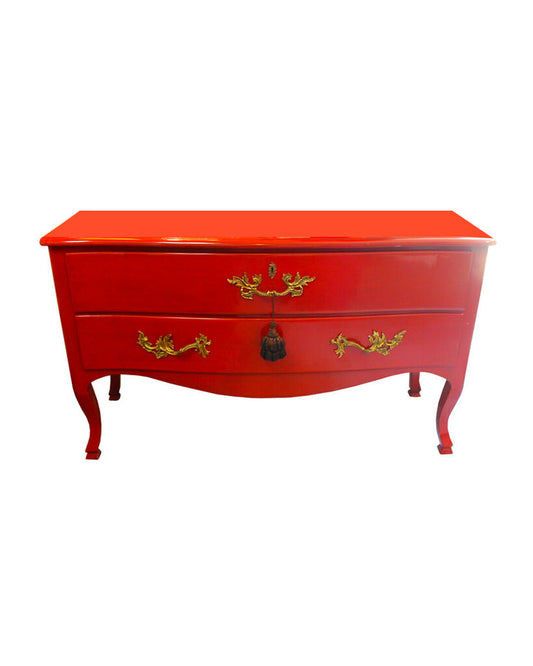 Chinese Rouge Baroque Chest w/Two Drawers