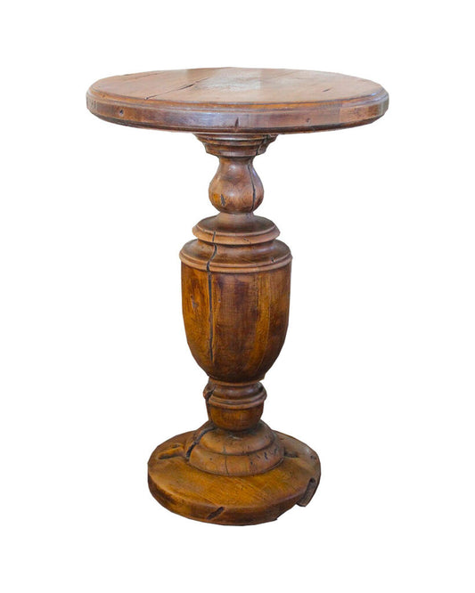 Round Walnut Finish Ashmore Pedestal Side Table