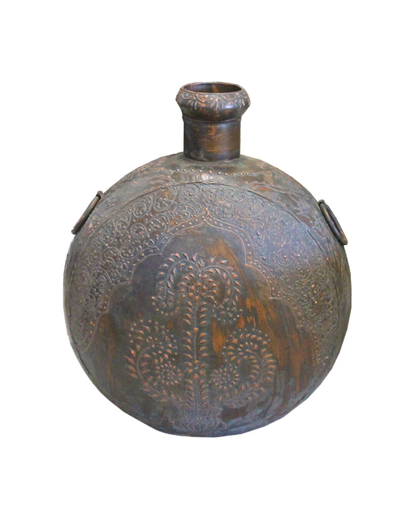 Vintage Tibetan Handcrafted Copper Relief Vase