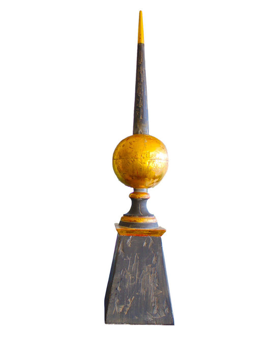 Muted Gold w/Charcoal Black Wood Large Finial