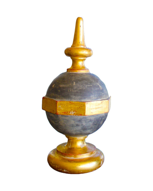 Muted Gold w/Charcoal Black Wood Large Finial