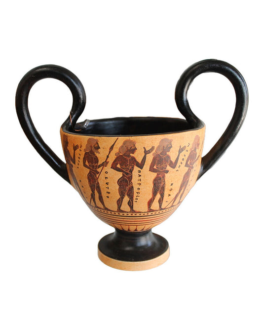 Greek Hand Painted Black Figured Kantharos Cup