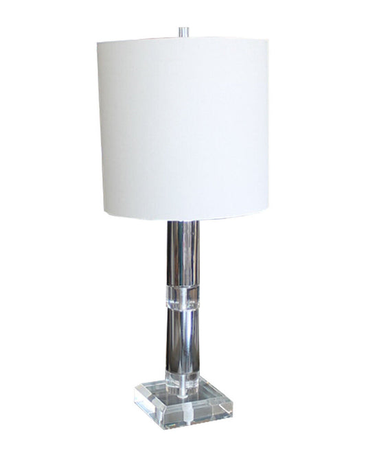 Polished Nickel w/Lucite Table Lamps & White Shades