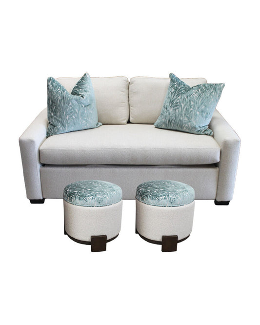 Cust. Made to Order Sleeper Sofa, Memory Foam Mattress, Cust. Accent Pillows. 2 Storage Otto