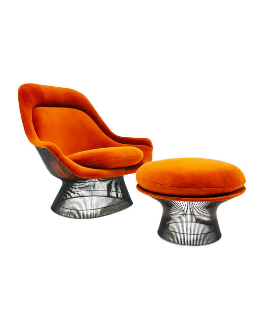 In the Style of Warren Platner for Knoll Easy Lounge Chair & Ottoman