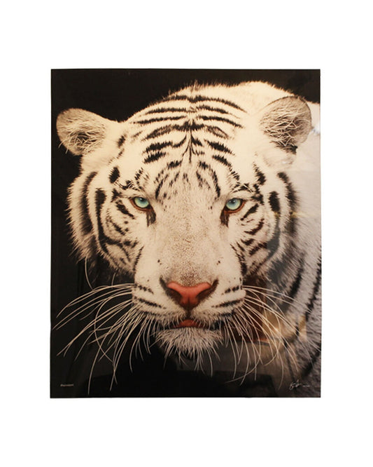 Signed Stan Lee, Limited Edition Black & White Bengal Tiger Photography Glass Wall Art
