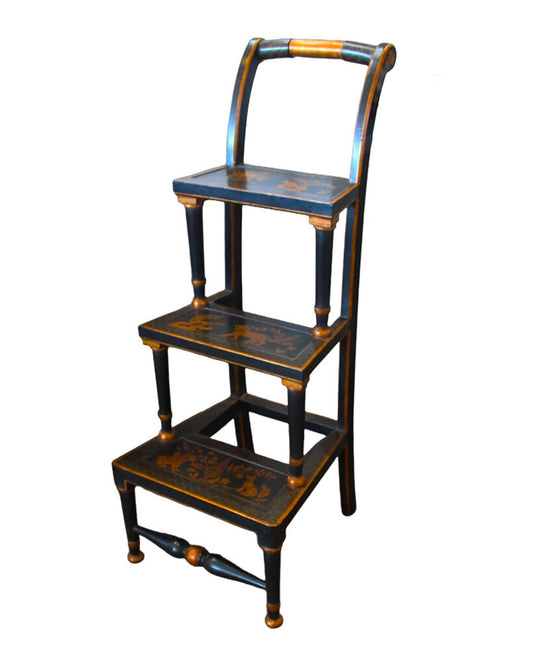 Chinoiserie Black & Gilt Library Steps