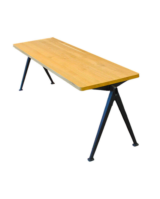 Design Within Reach Pyramid Oak & Black Metal Bench 55W 15.75D 18H