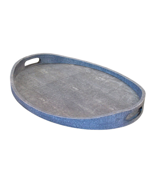 Oval Gray Faux Shagreen Tray