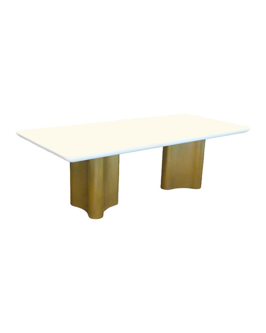 Jimeco Ablmoral Table, Goatskin Matte Lacquered Finish, Smooth Bronze Bases 96x44x30.5H