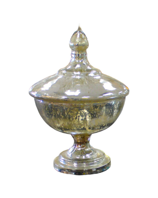Mercury Glss Pedestal Bowl w/Cover