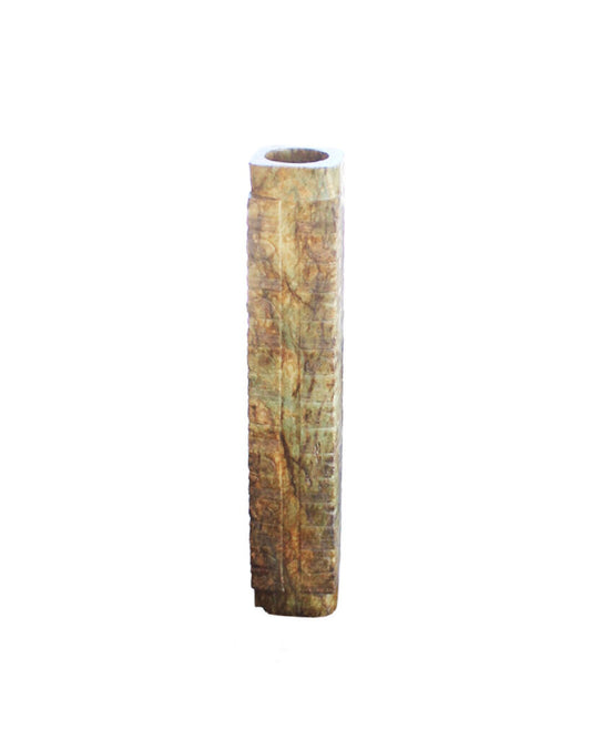 Chinese Natural Jade Cong Square Pillar