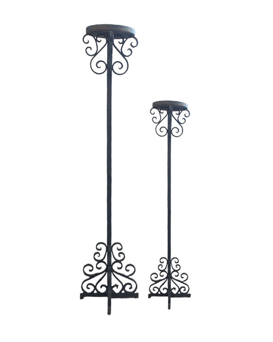 Wrought Black Iron Candle Stand Holders