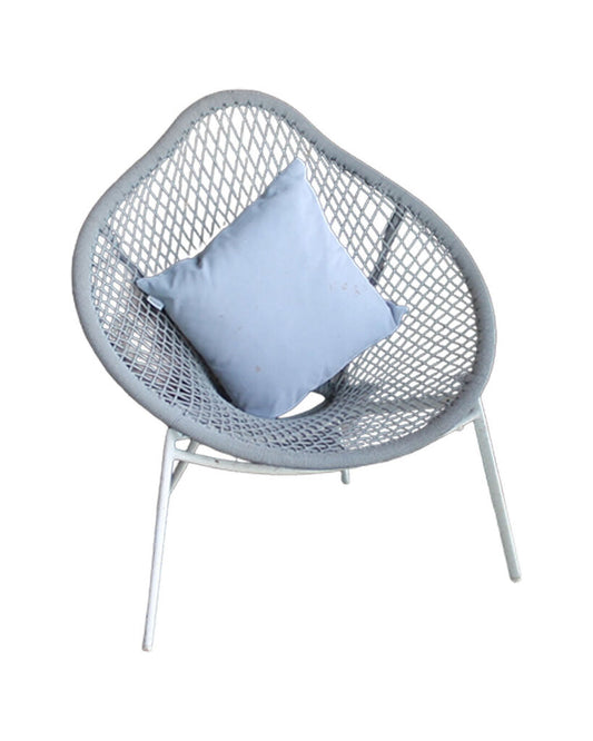 Pair Oval Nautical Rope Shell Chairs w/1 Ottoman