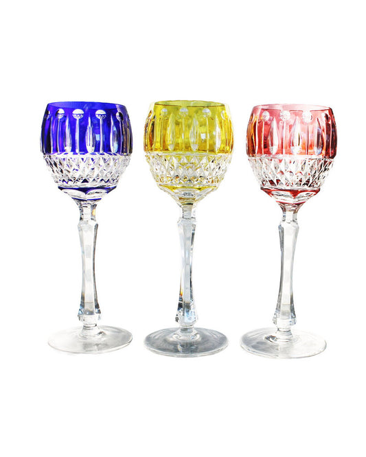 Faberge Red, Yellow & Blue Xena Hock Wine Stems