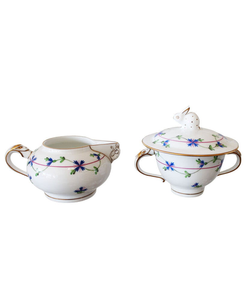 Herend China Blue Garland Mini Creamer & Covered Sugar