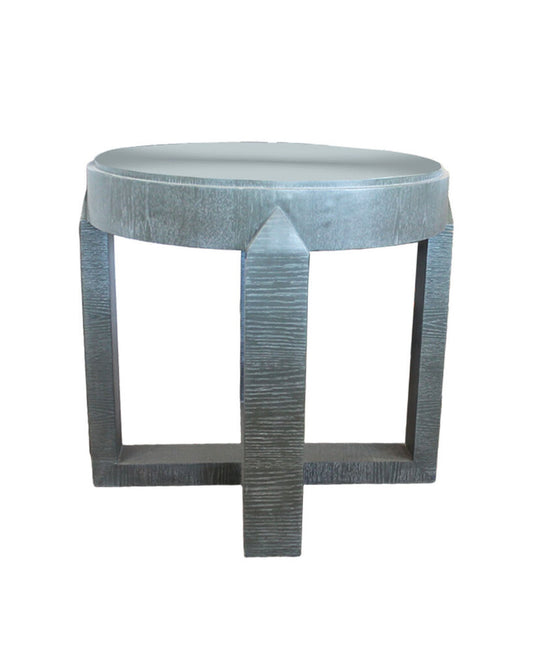 Classic Round Grey Wood End Table 27"Dia. 27"H