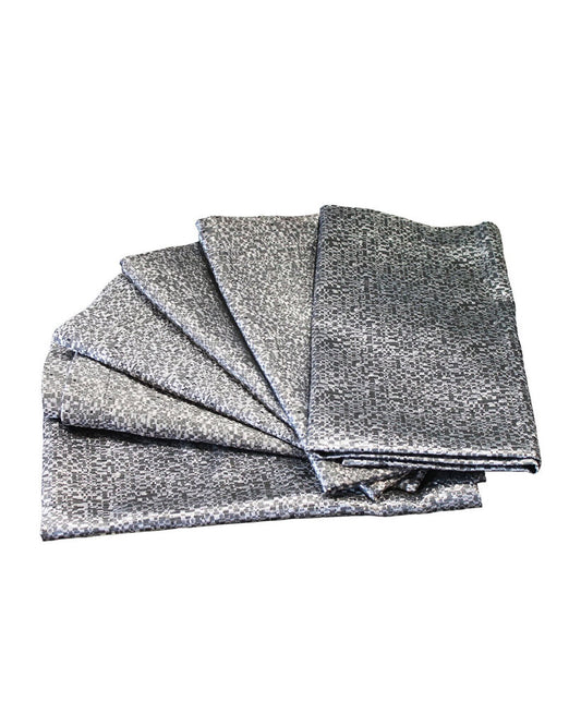 Linen Look Metallic Pewter Woven Fabric Napkins