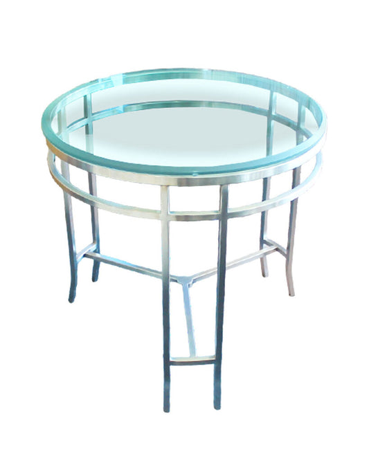 Beveled Glass w/Stainless Steel Accent Table 32"Dia. 32"H