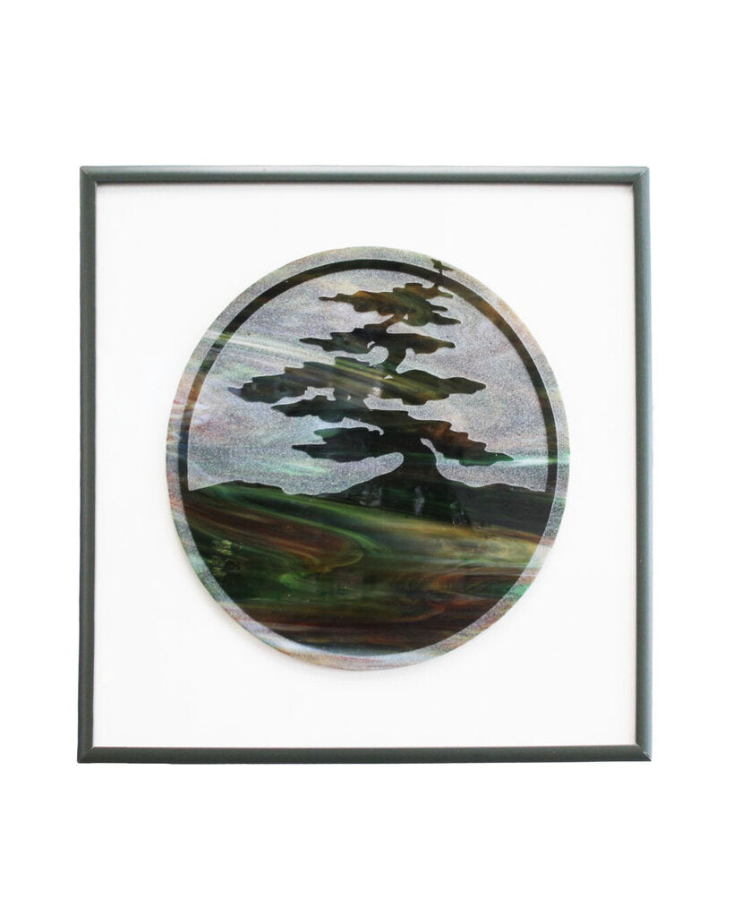 Richard Bond Sandblasted Glass Artwork, Square Framed 12" Sq.