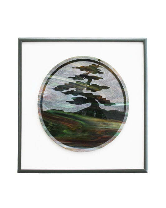 Richard Bond Sandblasted Glass Artwork, Square Framed 12" Sq.
