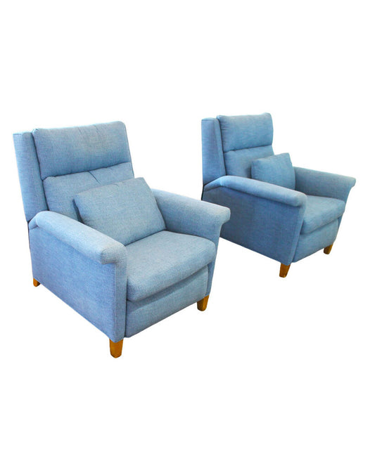 Blue Upholstered Power Recliner Chair