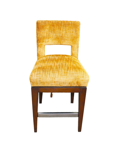 Custom Upholstered Open Back, Swivel Bar Chairs, Metal Footrest - Set of 4