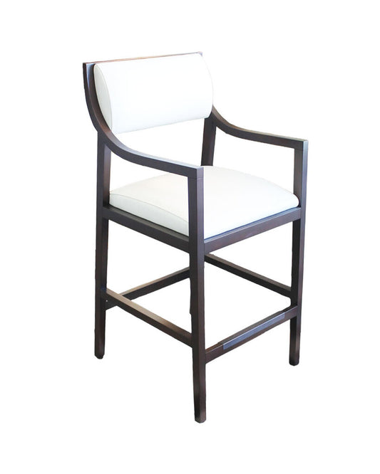 White Leather Barstools PAIR 22.5W 23.5D 46.5H