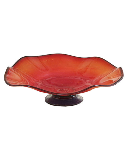 Garcia Red Art Glass Footed Bowl