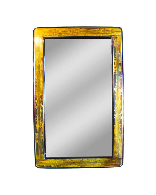 Acid Etched Brass Mirror by Bernhardt Rohne for Mastercraft Mirror 32.5W 51.5H