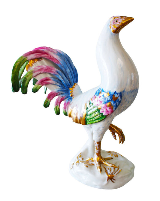 Vista Alegre Painted Porcelain Pheasant, Blue & Gilded 12.5W 6D 15H