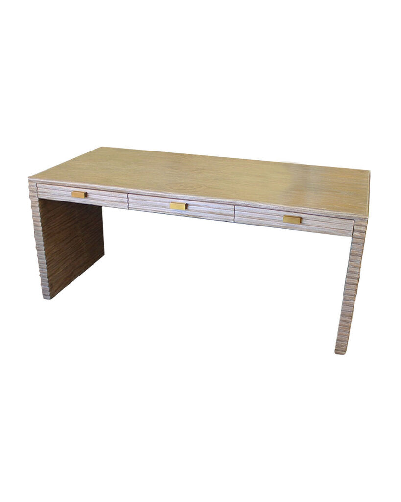Mr. Brown-London Belmont Desk, Corrugated ZigZag Carvings 72W 34D 30.5H