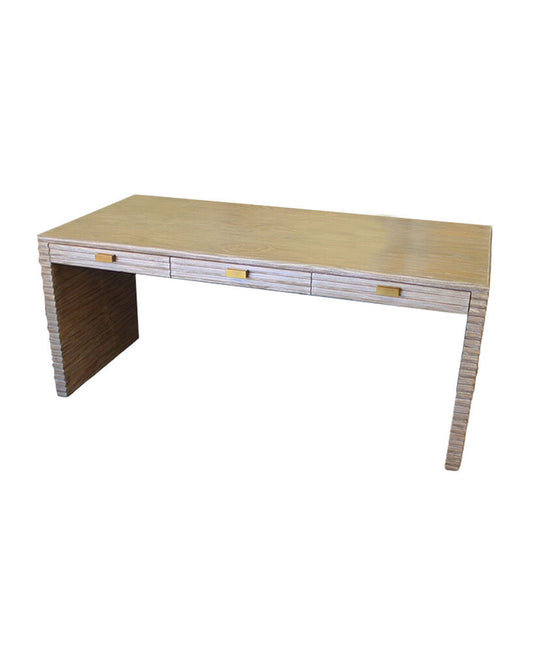 Mr. Brown-London Belmont Desk, Corrugated ZigZag Carvings 72W 34D 30.5H