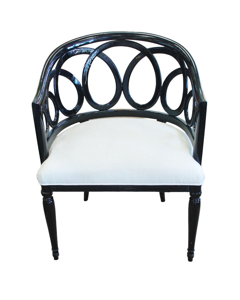 Liaigre White Upholstered, Black Framed Dining Chairs 20W 20D 31H Set of 8