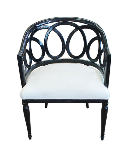 Liaigre White Upholstered, Black Framed Dining Chairs 20W 20D 31H Set of 8