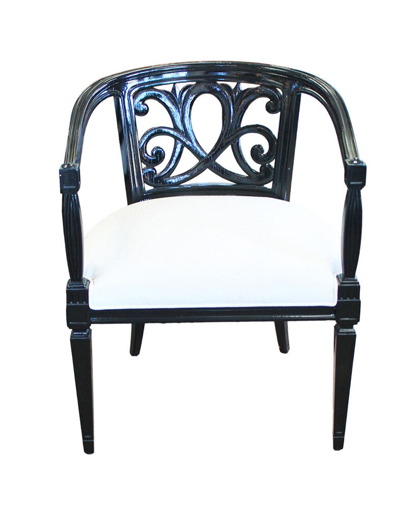 Liaigre White Upholstered, Black Framed Dining Chairs 20W 20D 31H Set of 8