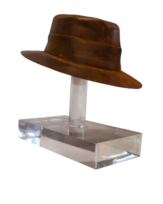 Hand-Crafted Steel Fedora Hat w/Lucite Base by Robert James Morrison